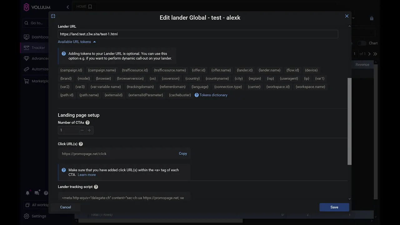 Voluum Lander Example